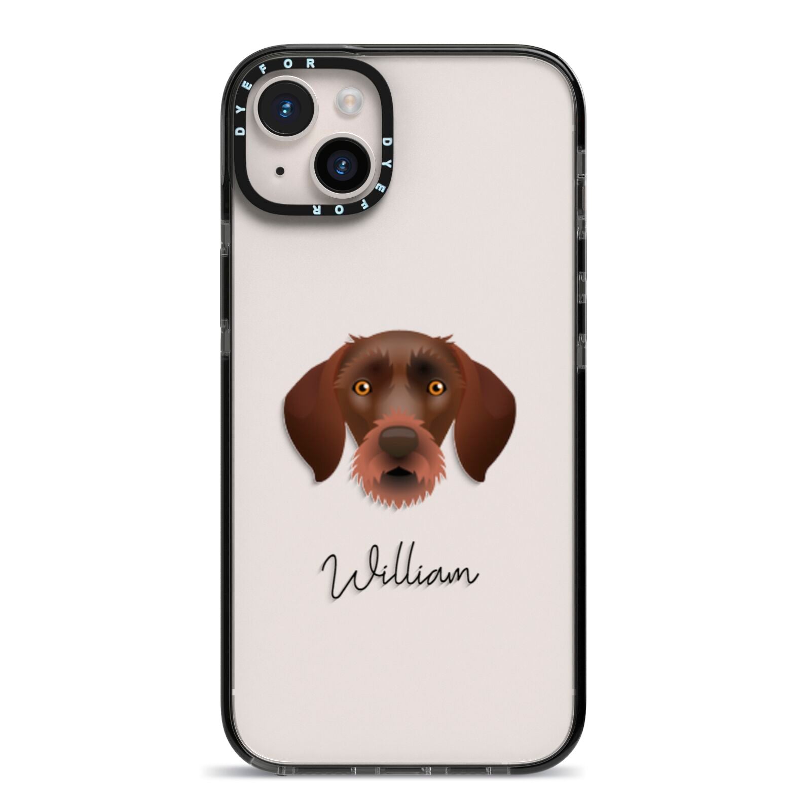 German Wirehaired Pointer Personalised iPhone 14 Plus Black Impact Case on Silver phone