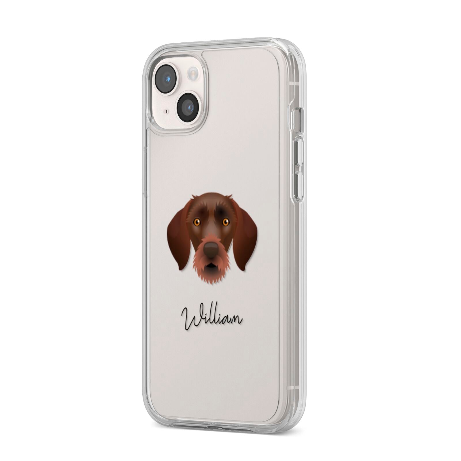 German Wirehaired Pointer Personalised iPhone 14 Plus Clear Tough Case Starlight Angled Image