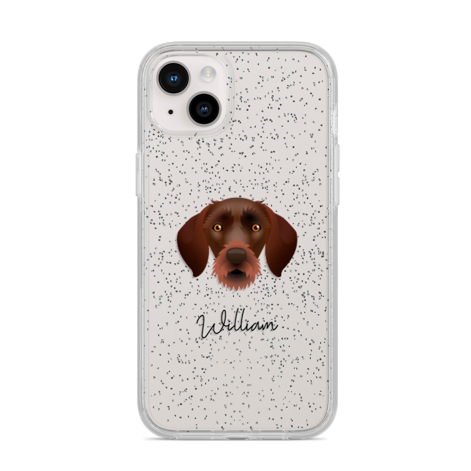 German Wirehaired Pointer Personalised iPhone 14 Plus Glitter Tough Case Starlight