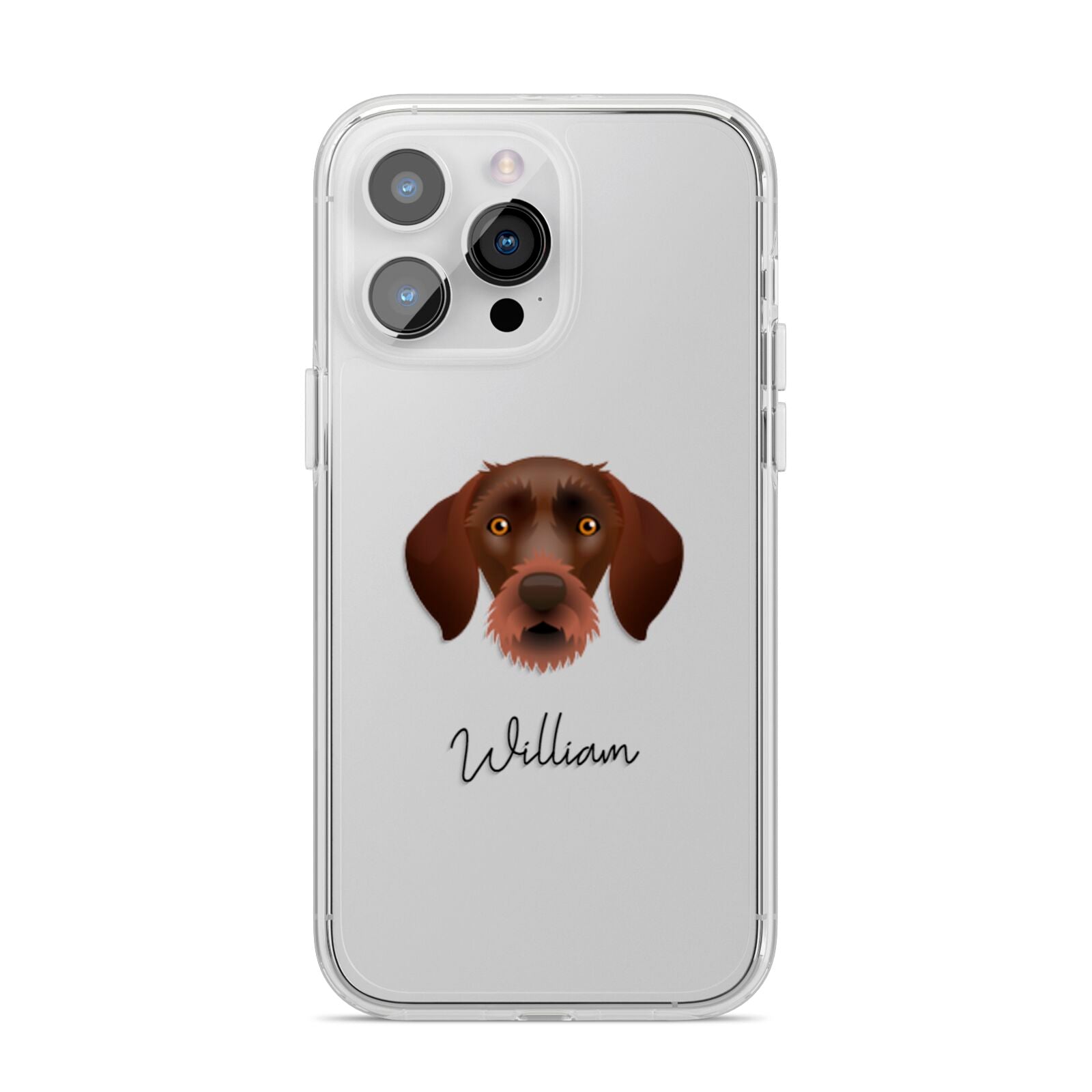 German Wirehaired Pointer Personalised iPhone 14 Pro Max Clear Tough Case Silver