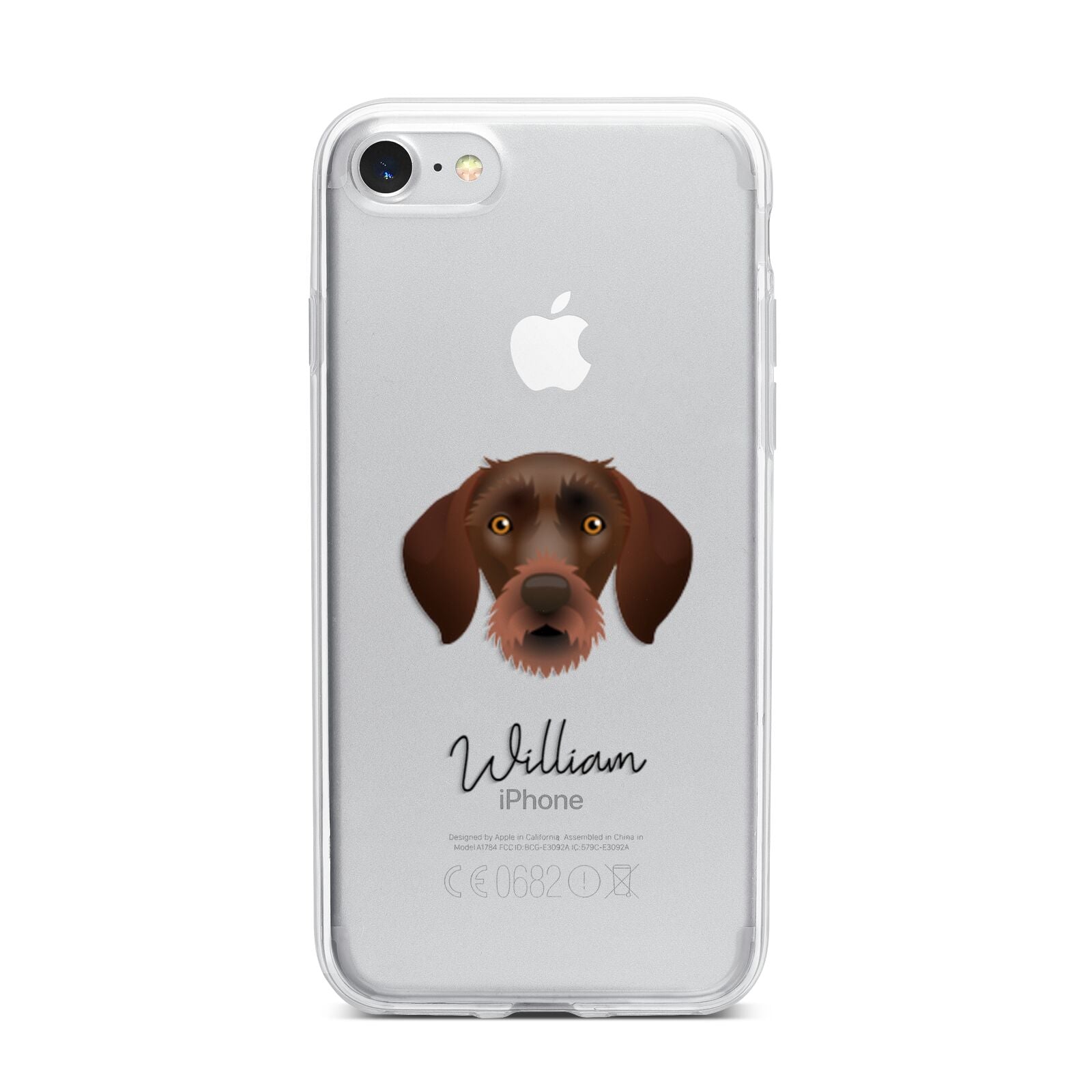 German Wirehaired Pointer Personalised iPhone 7 Bumper Case on Silver iPhone