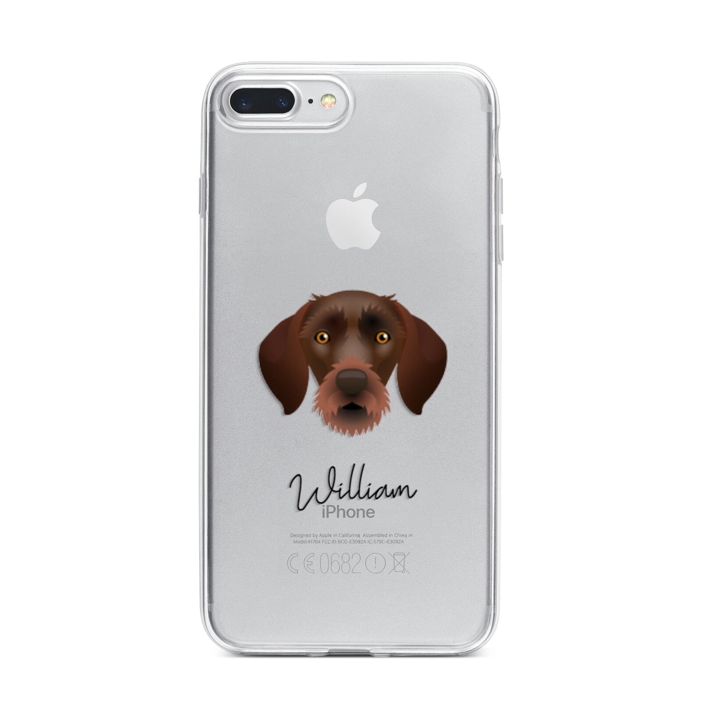 German Wirehaired Pointer Personalised iPhone 7 Plus Bumper Case on Silver iPhone