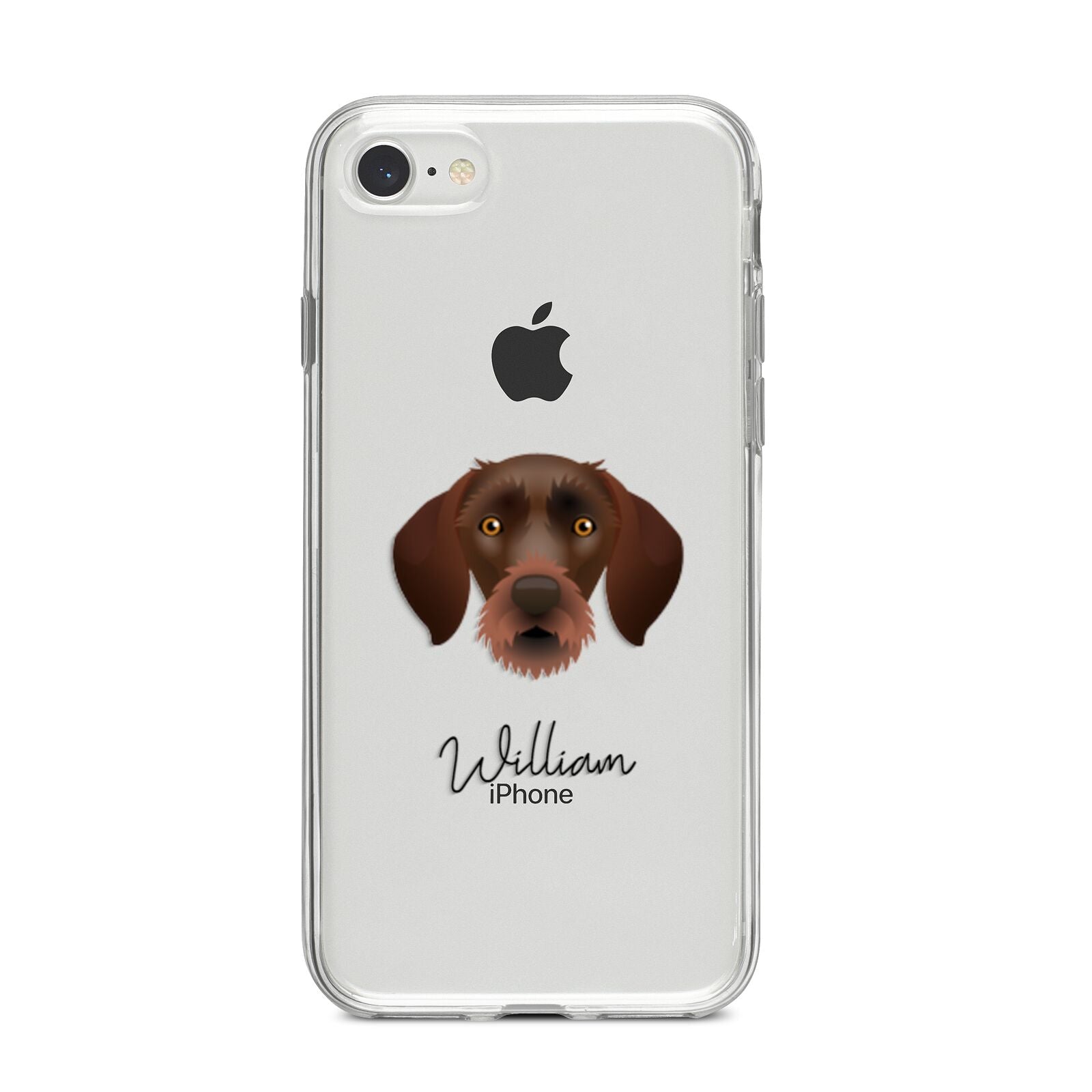 German Wirehaired Pointer Personalised iPhone 8 Bumper Case on Silver iPhone