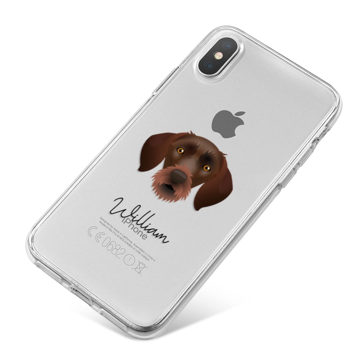 German Wirehaired Pointer Personalised iPhone X Bumper Case on Silver iPhone