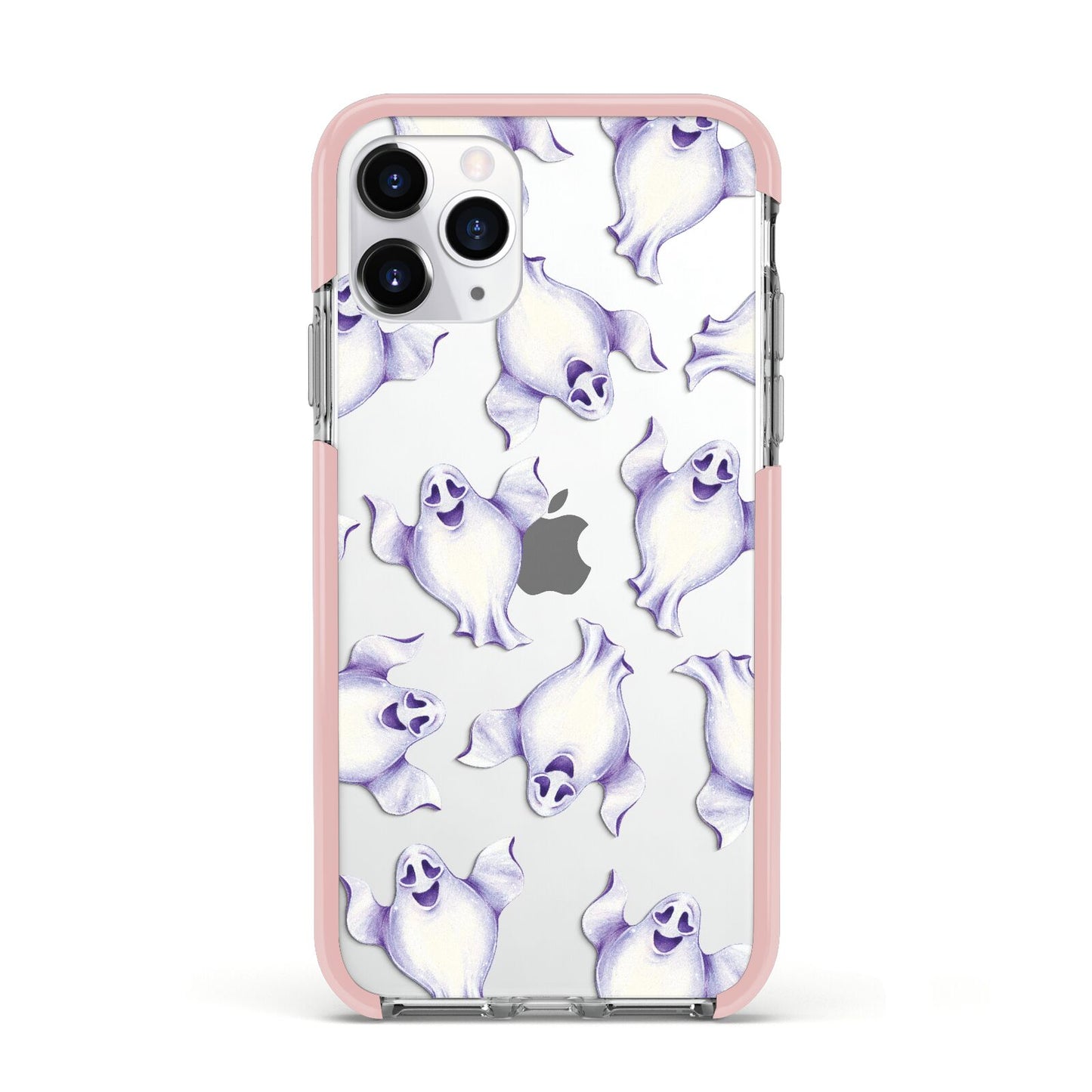 Ghost Halloween Apple iPhone 11 Pro in Silver with Pink Impact Case
