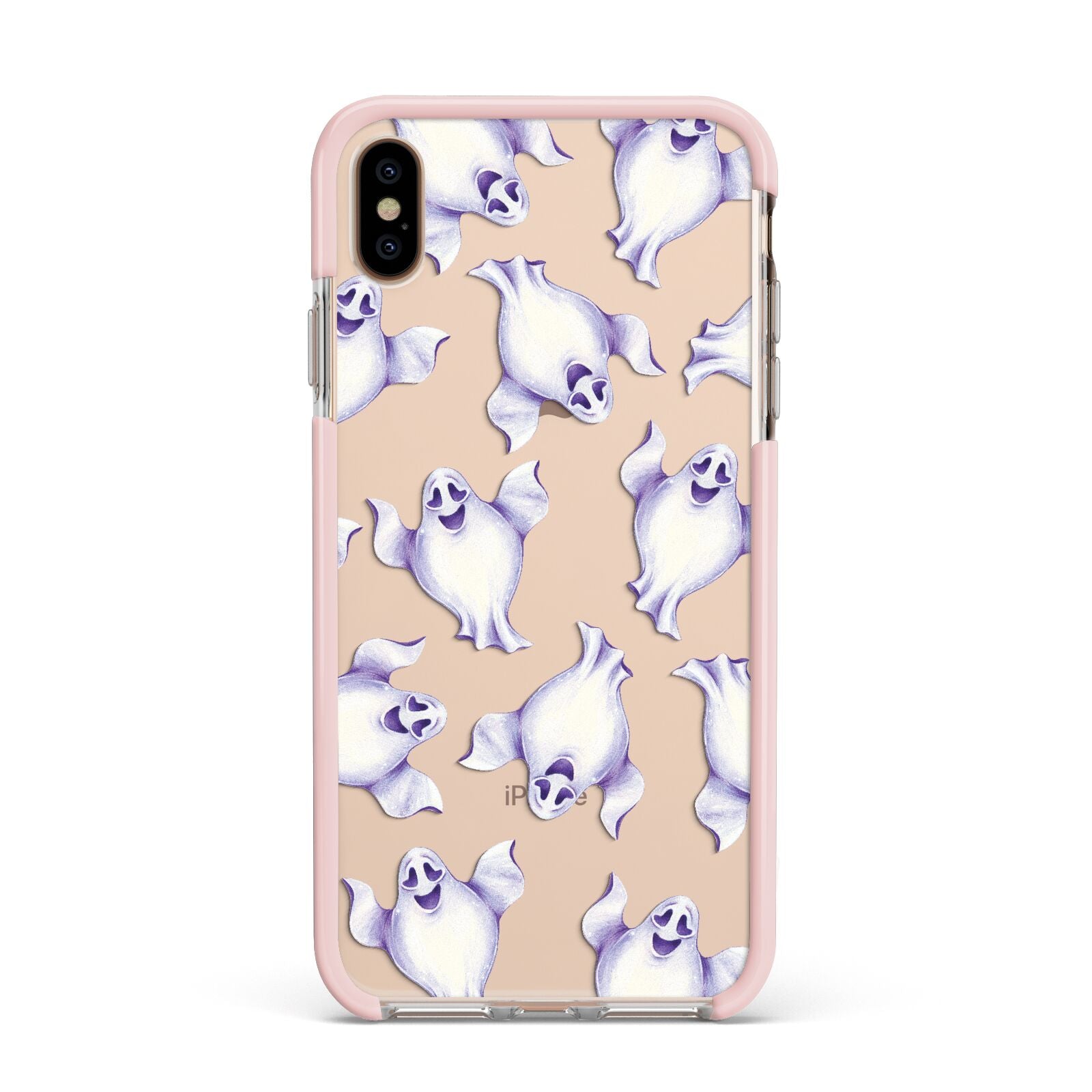 Ghost Halloween Apple iPhone Xs Max Impact Case Pink Edge on Gold Phone