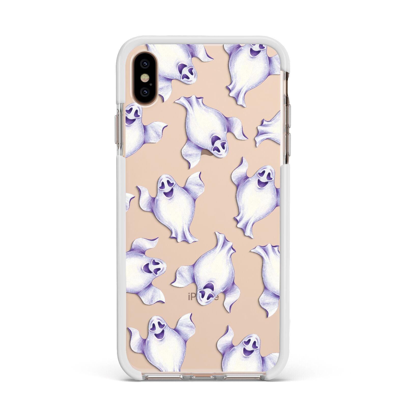 Ghost Halloween Apple iPhone Xs Max Impact Case White Edge on Gold Phone