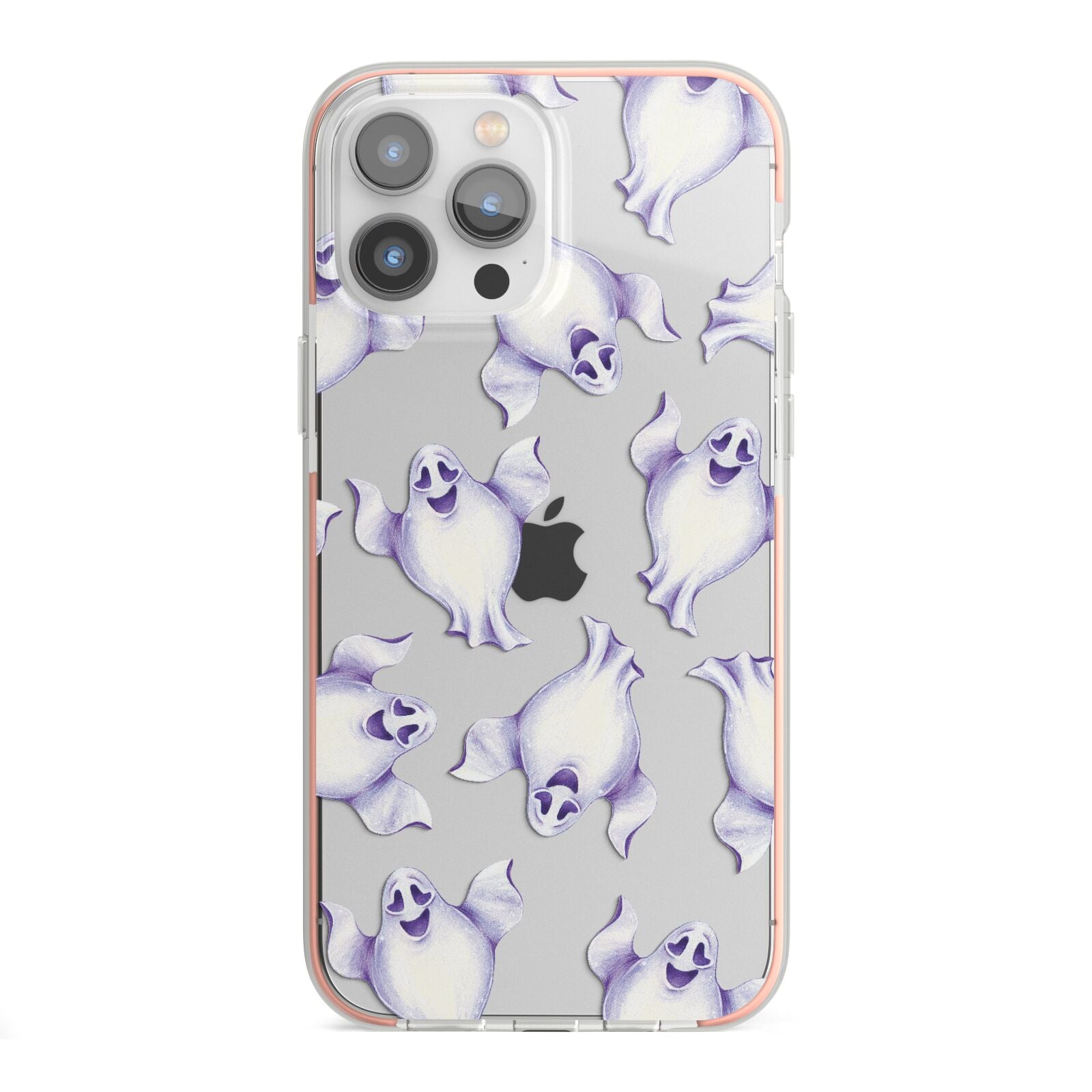 Ghost Halloween iPhone 13 Pro Max TPU Impact Case with Pink Edges