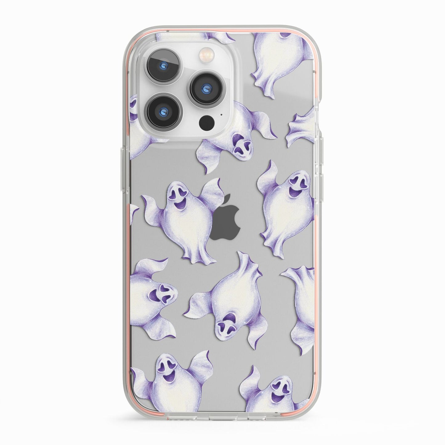 Ghost Halloween iPhone 13 Pro TPU Impact Case with Pink Edges