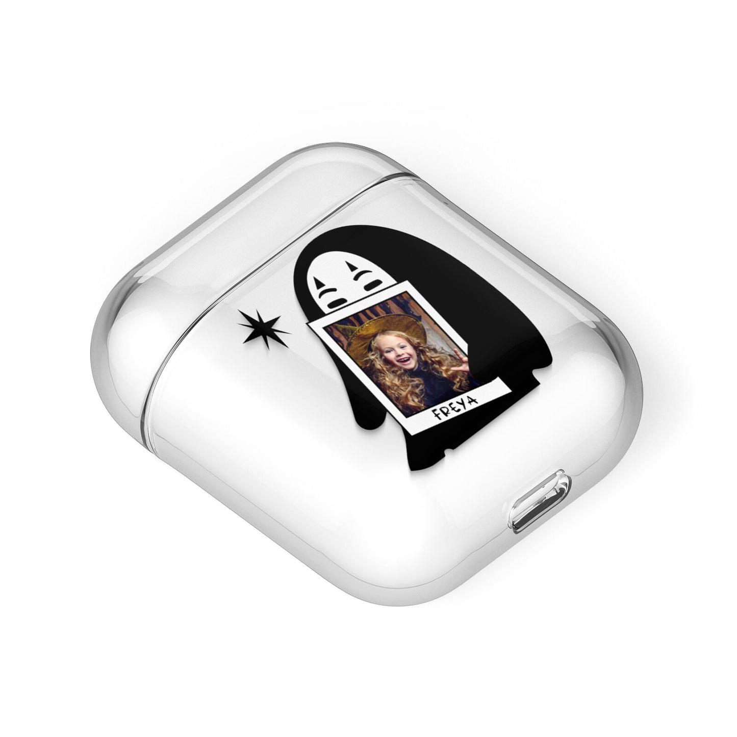 Ghostly Halloween Photo AirPods Case Laid Flat