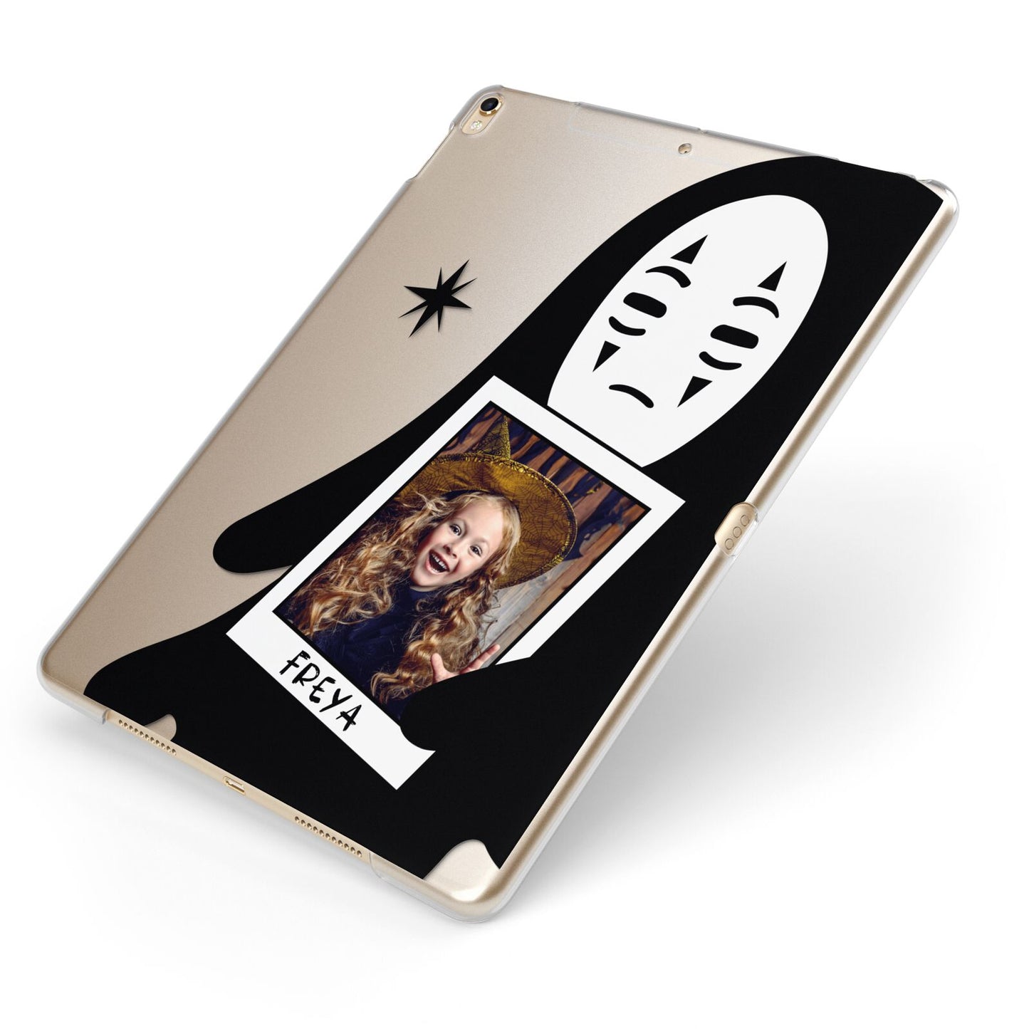 Ghostly Halloween Photo Apple iPad Case on Gold iPad Side View