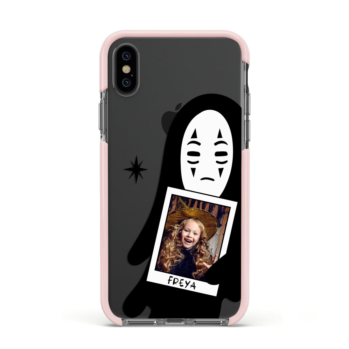 Ghostly Halloween Photo Apple iPhone Xs Impact Case Pink Edge on Black Phone