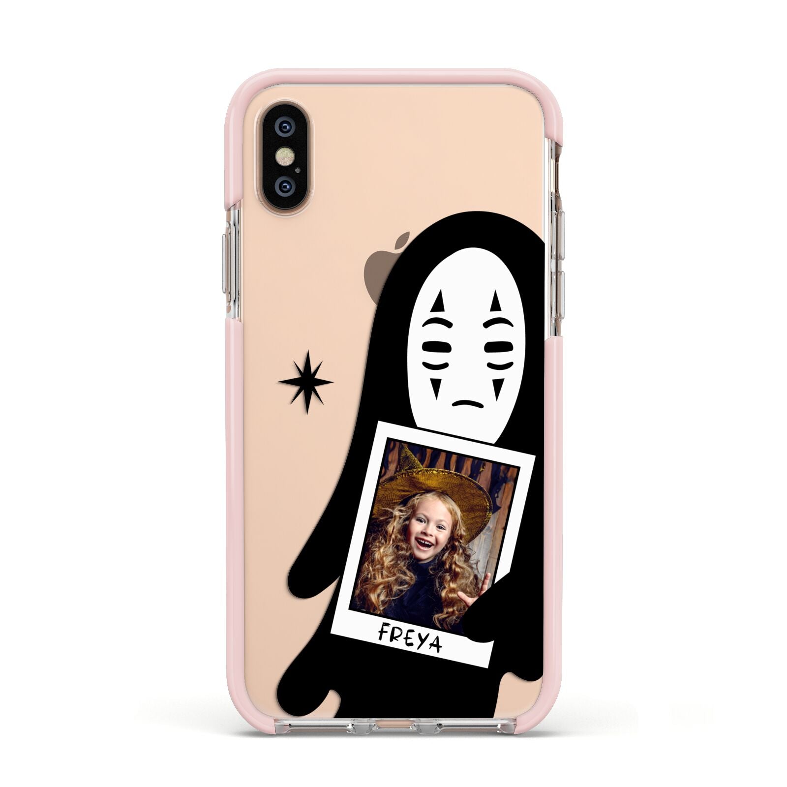 Ghostly Halloween Photo Apple iPhone Xs Impact Case Pink Edge on Gold Phone