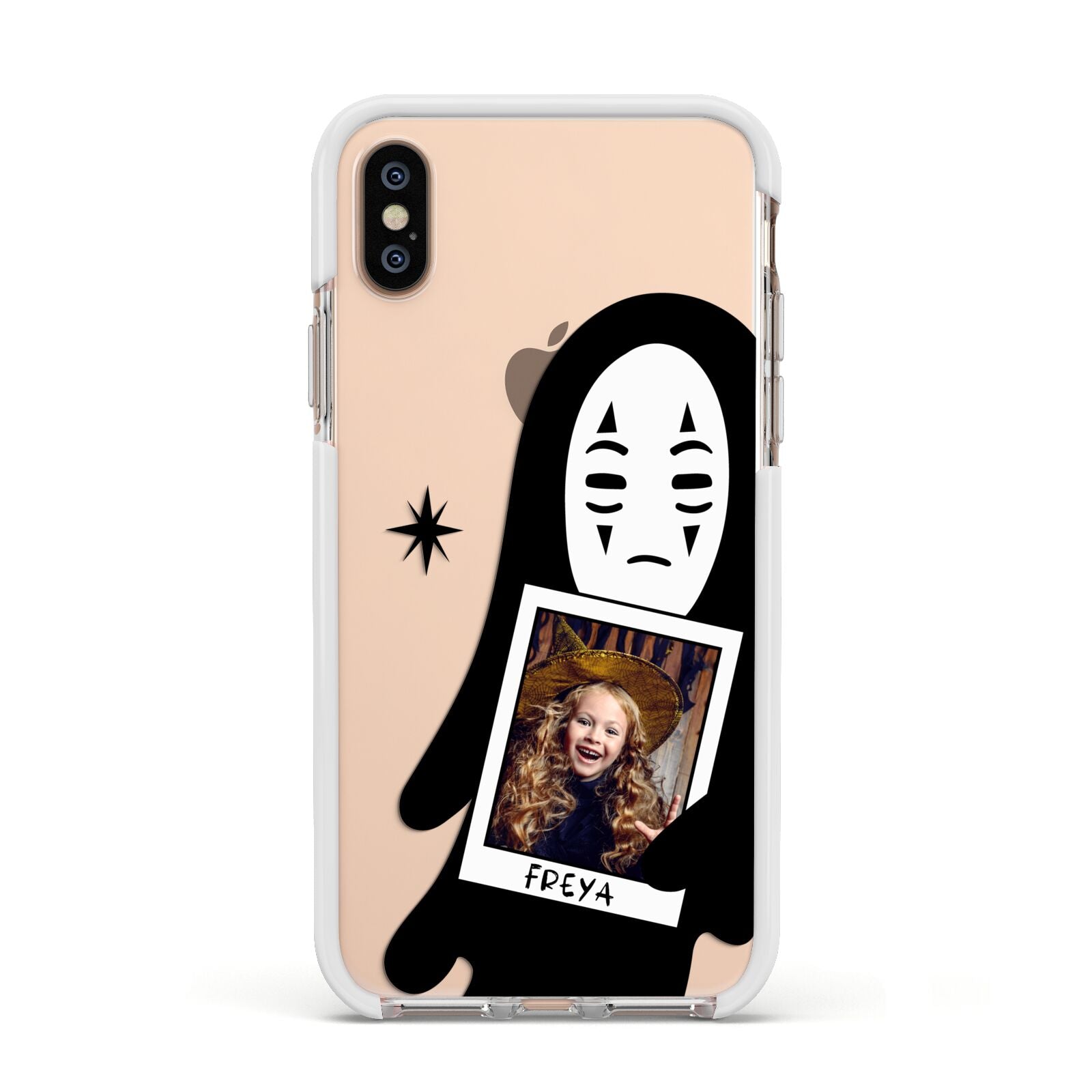 Ghostly Halloween Photo Apple iPhone Xs Impact Case White Edge on Gold Phone