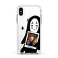 Ghostly Halloween Photo Apple iPhone Xs Impact Case White Edge on Silver Phone