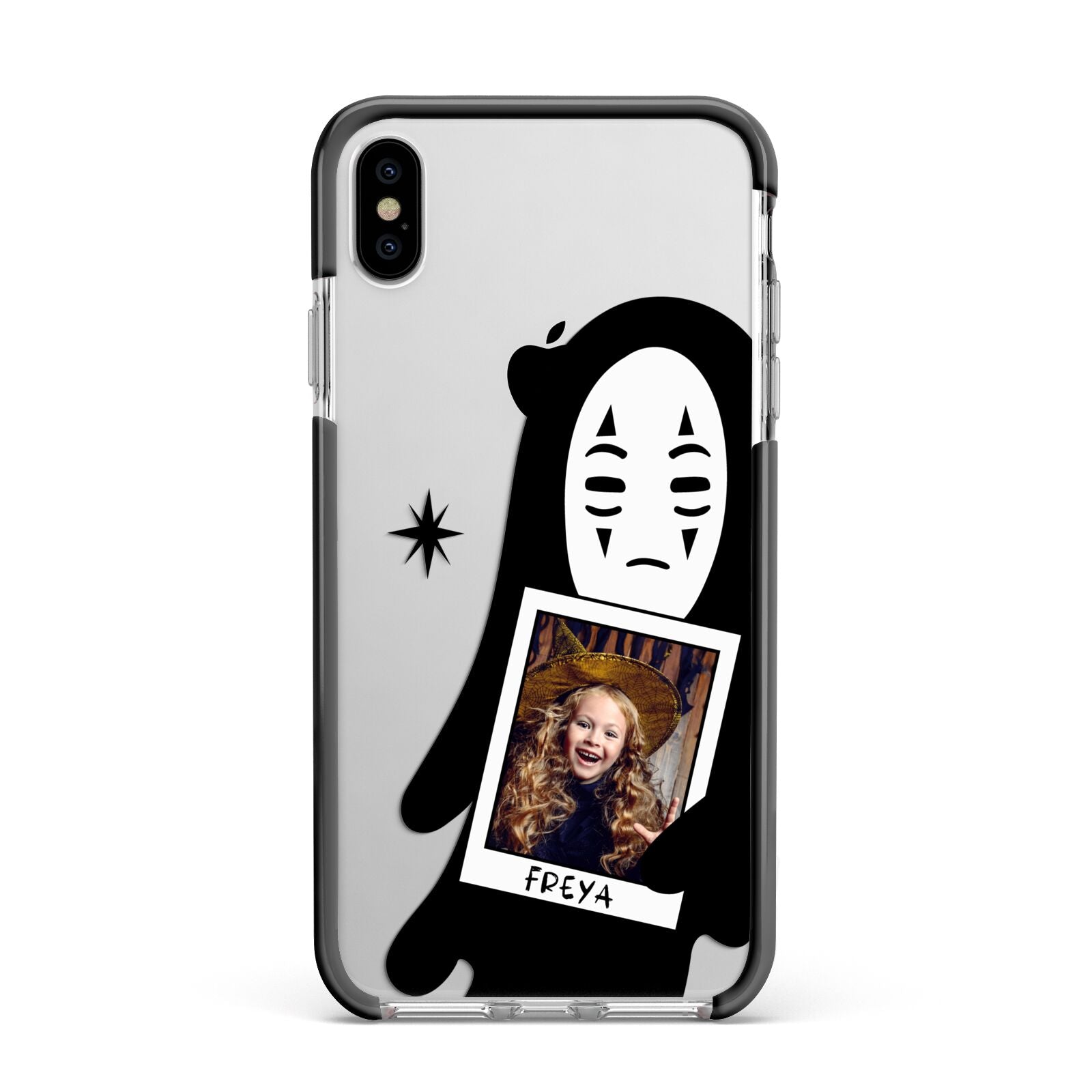 Ghostly Halloween Photo Apple iPhone Xs Max Impact Case Black Edge on Silver Phone