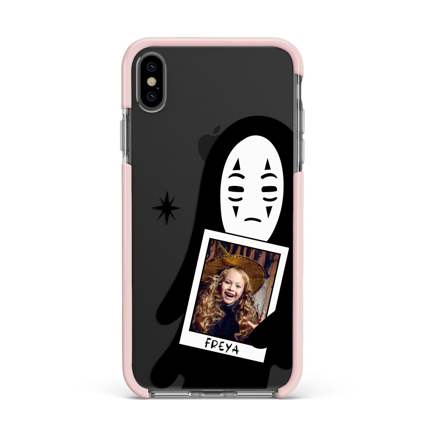 Ghostly Halloween Photo Apple iPhone Xs Max Impact Case Pink Edge on Black Phone