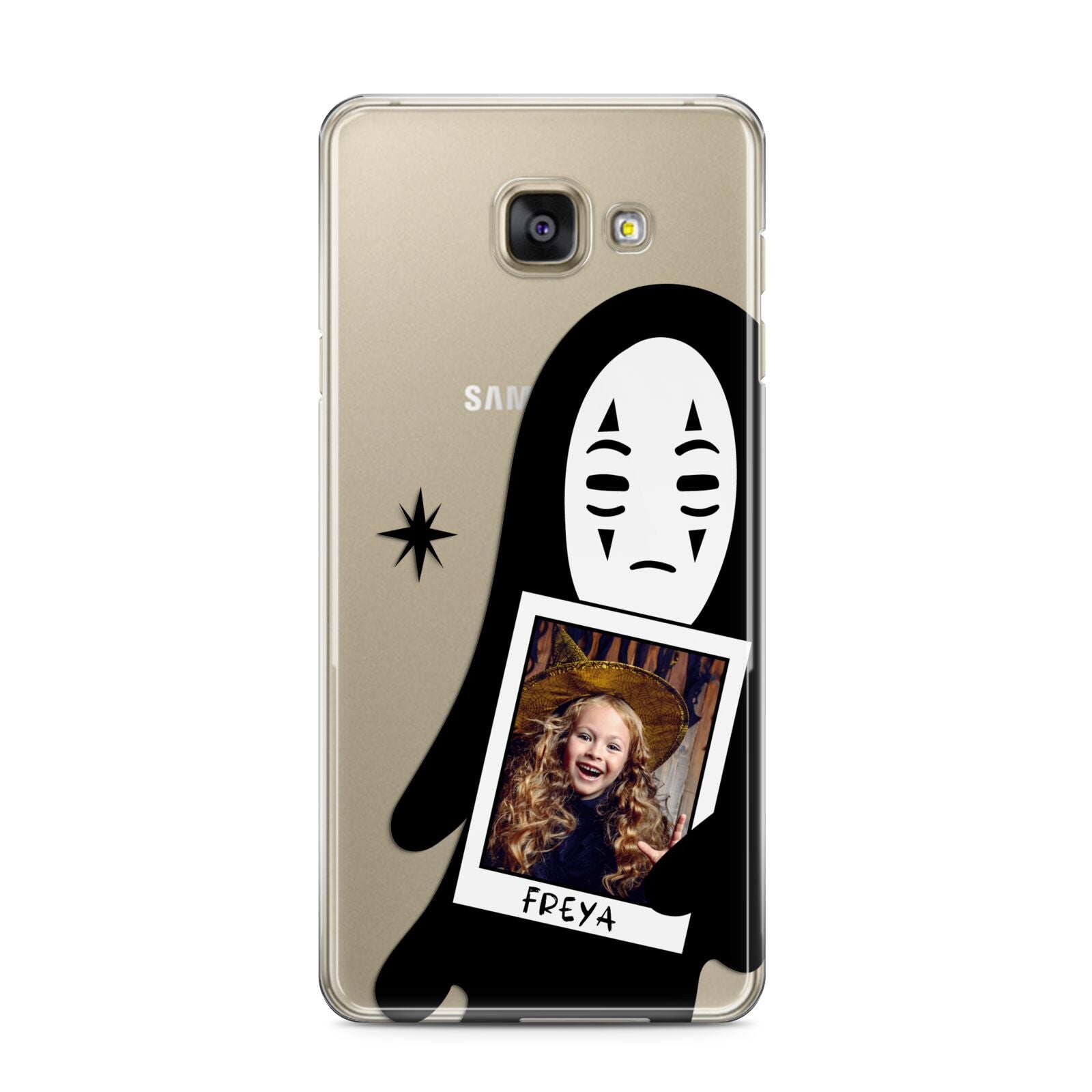 Ghostly Halloween Photo Samsung Galaxy A3 2016 Case on gold phone