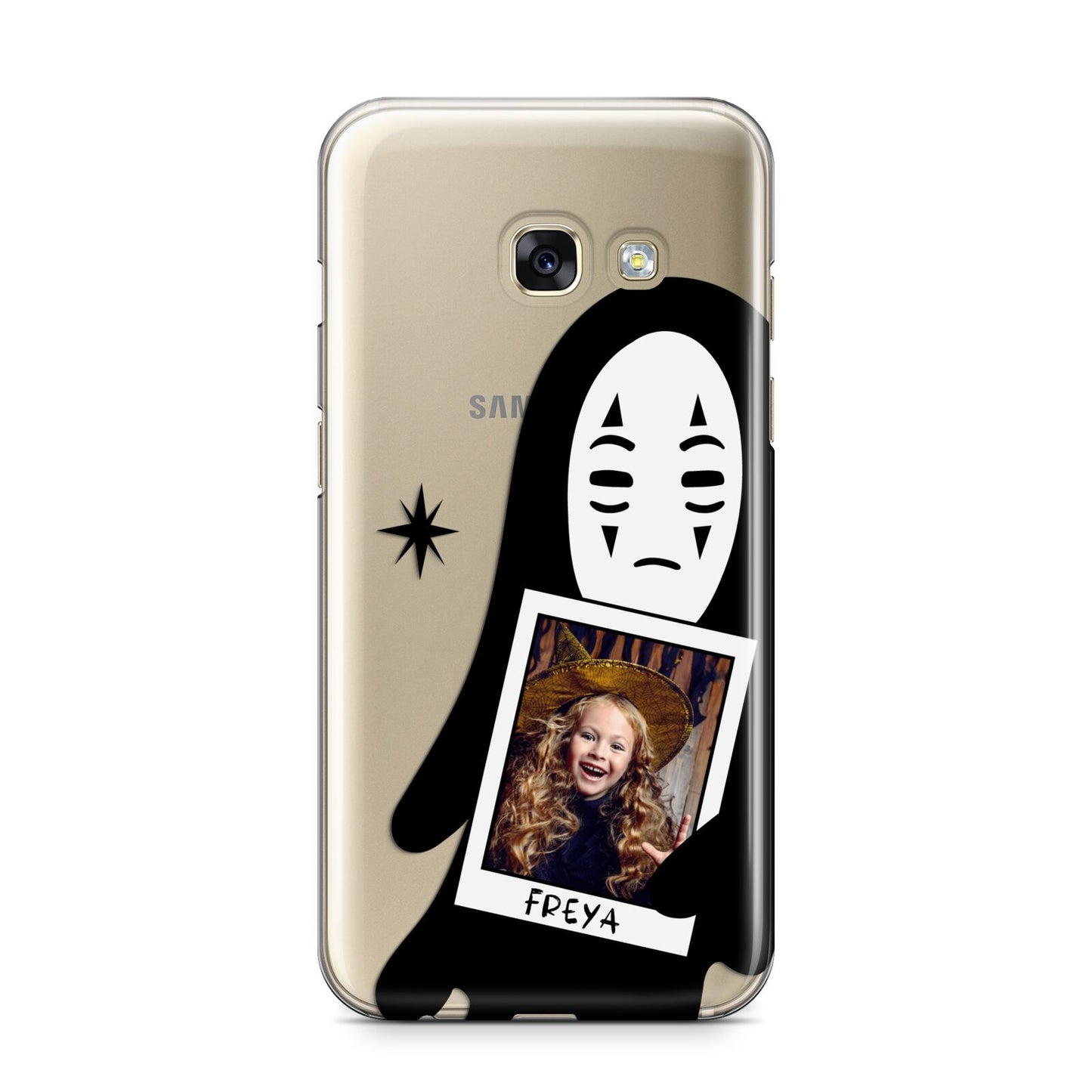 Ghostly Halloween Photo Samsung Galaxy A3 2017 Case on gold phone