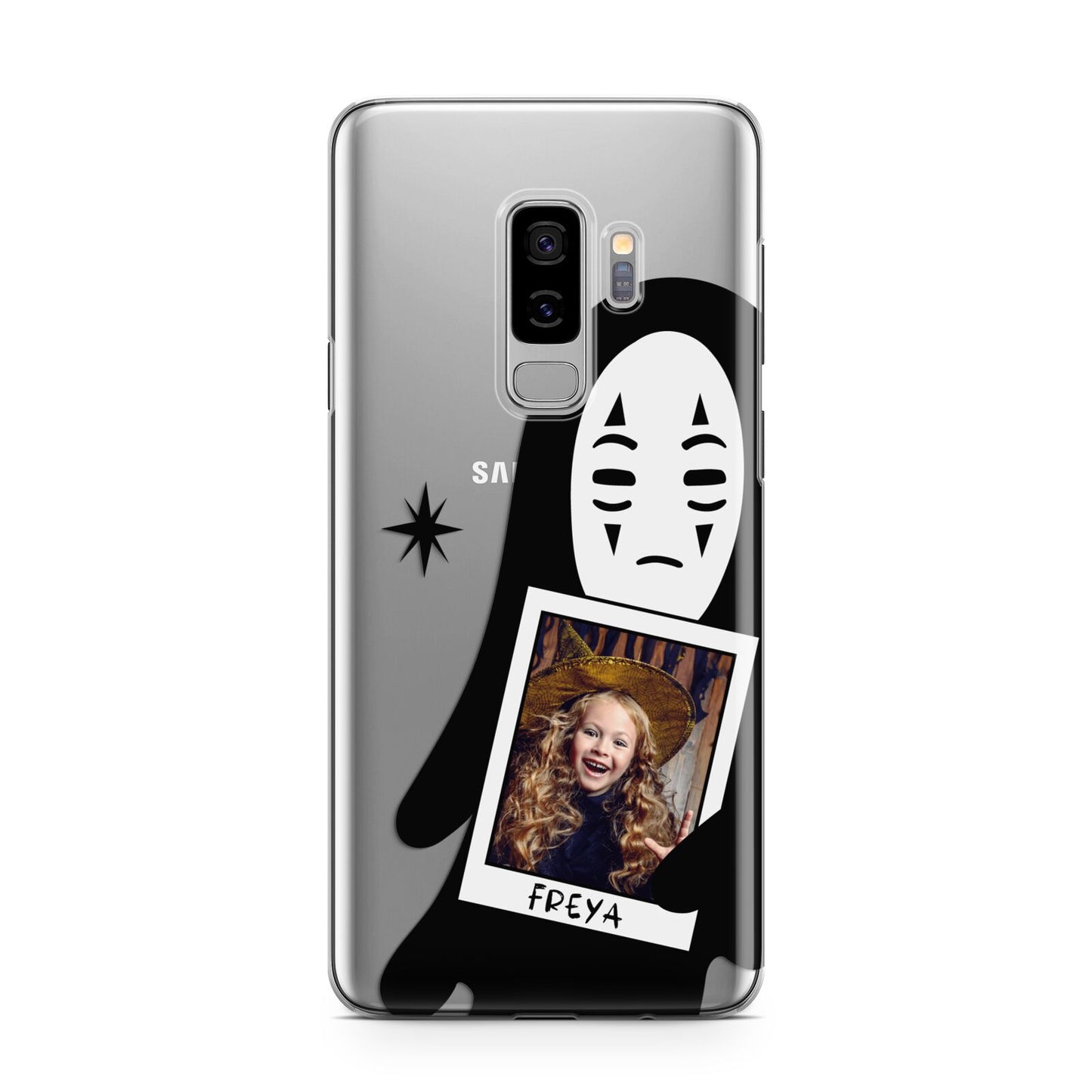 Ghostly Halloween Photo Samsung Galaxy S9 Plus Case on Silver phone
