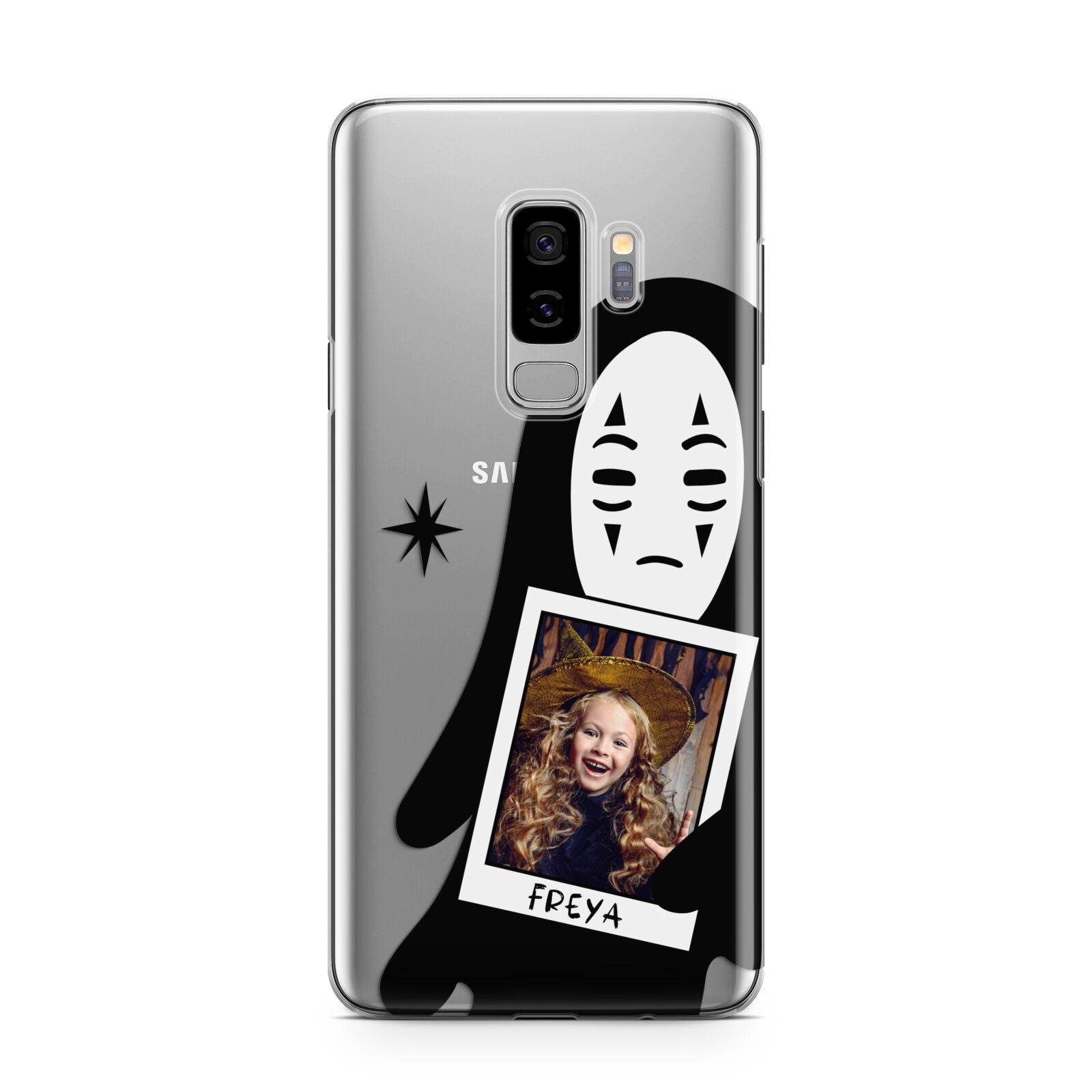 Ghostly Halloween Photo Samsung Galaxy S9 Plus Case on Silver phone