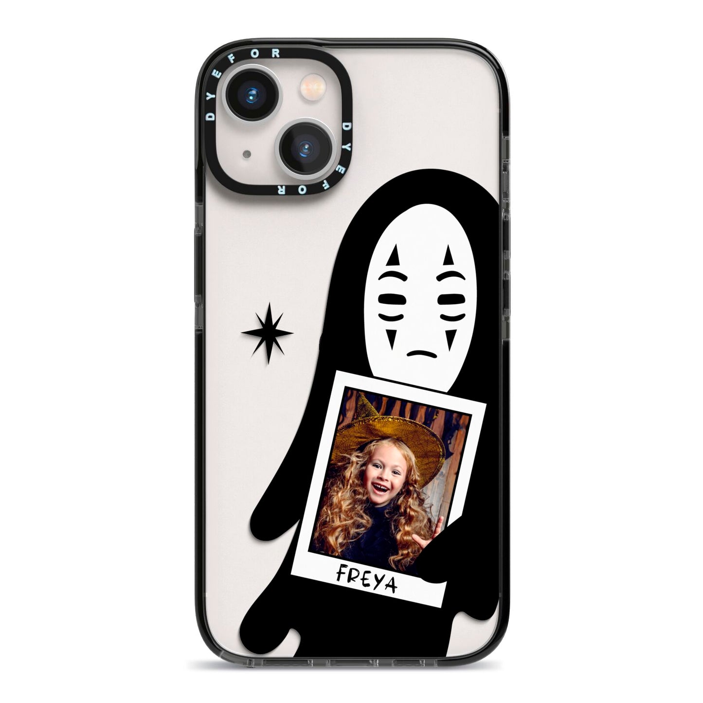 Ghostly Halloween Photo iPhone 13 Black Impact Case on Silver phone