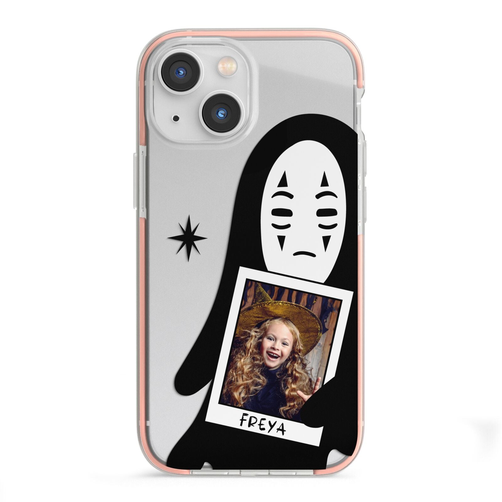 Ghostly Halloween Photo iPhone 13 Mini TPU Impact Case with Pink Edges