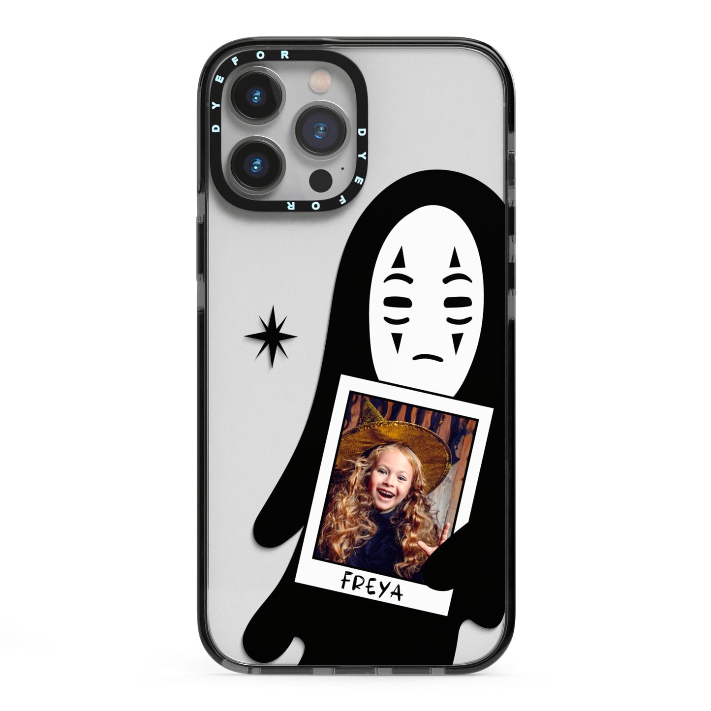Ghostly Halloween Photo iPhone 13 Pro Max Black Impact Case on Silver phone