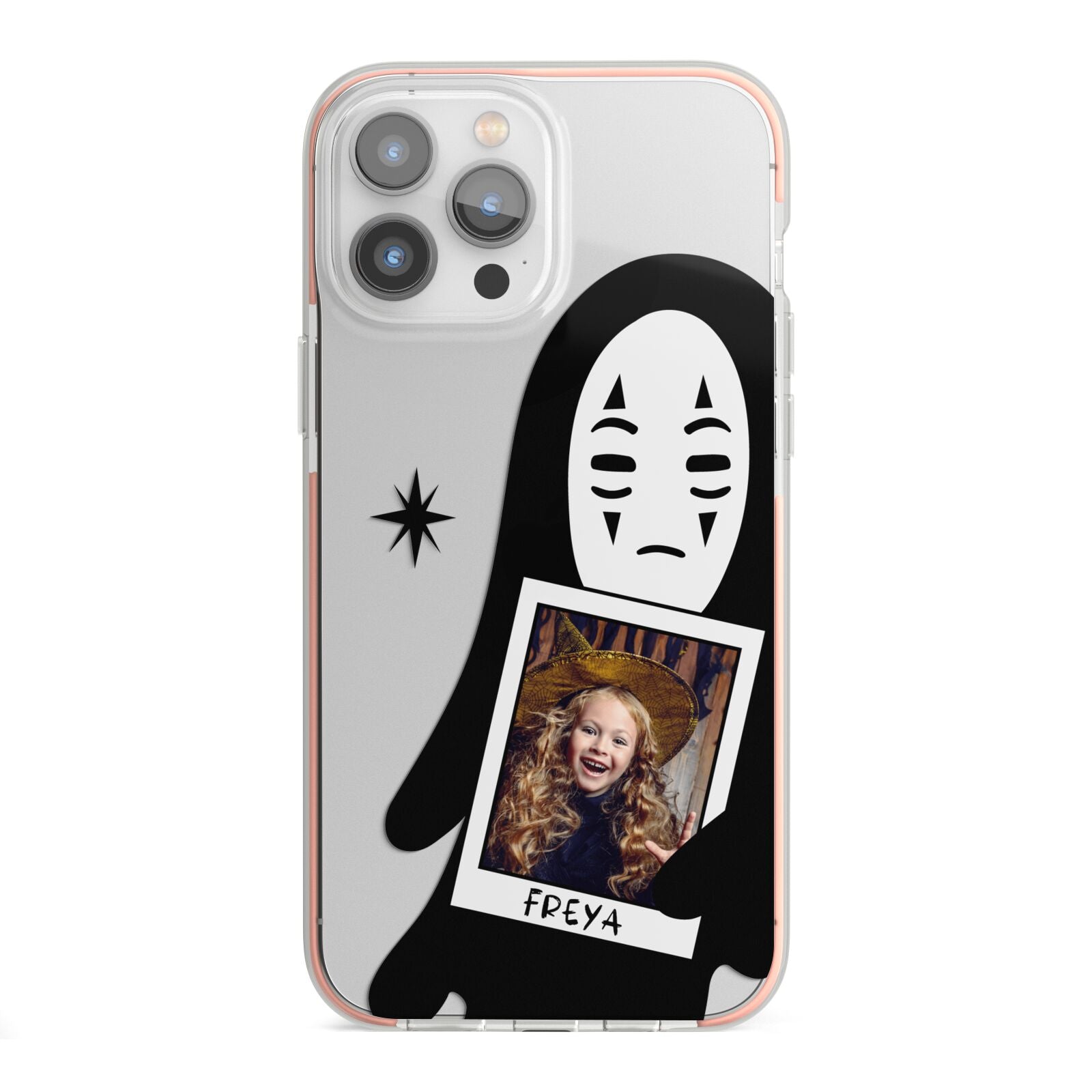 Ghostly Halloween Photo iPhone 13 Pro Max TPU Impact Case with Pink Edges