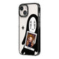 Ghostly Halloween Photo iPhone 14 Black Impact Case Side Angle on Silver phone