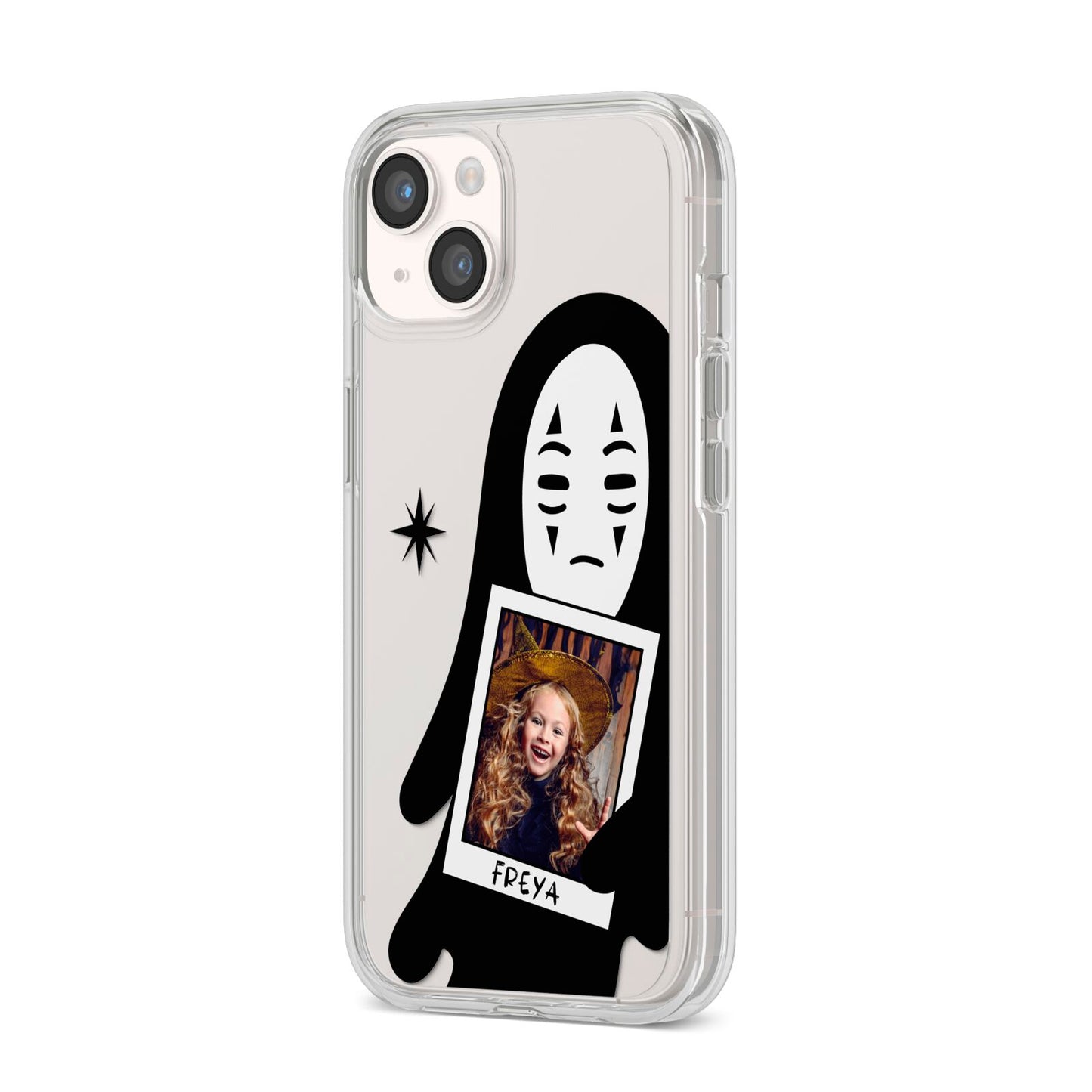 Ghostly Halloween Photo iPhone 14 Clear Tough Case Starlight Angled Image
