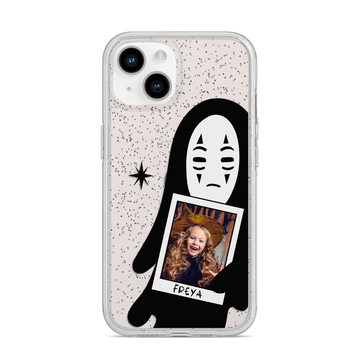 Ghostly Halloween Photo iPhone 14 Glitter Tough Case Starlight