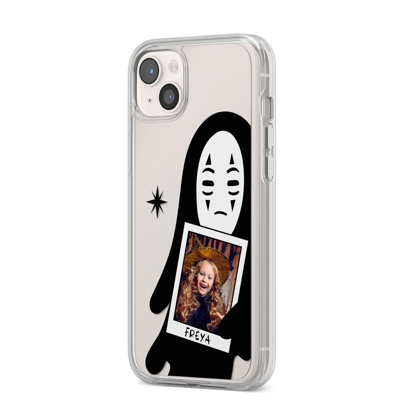 Ghostly Halloween Photo iPhone 14 Plus Clear Tough Case Starlight Angled Image
