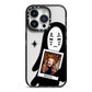 Ghostly Halloween Photo iPhone 14 Pro Black Impact Case on Silver phone