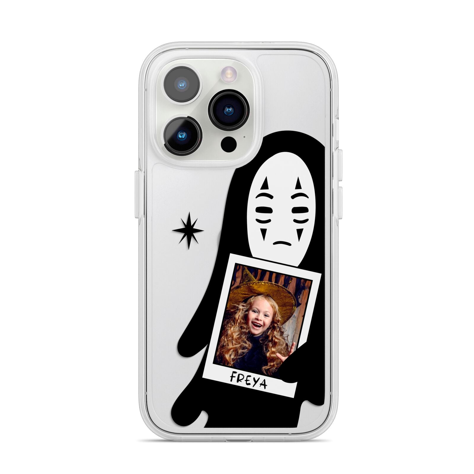 Ghostly Halloween Photo iPhone 14 Pro Clear Tough Case Silver