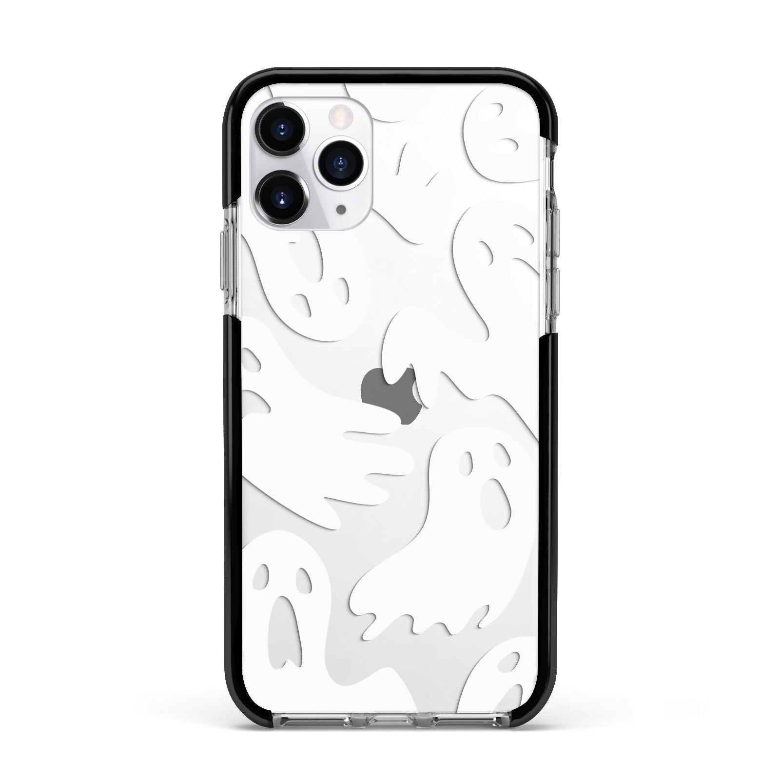 Ghosts with Transparent Background Apple iPhone 11 Pro in Silver with Black Impact Case