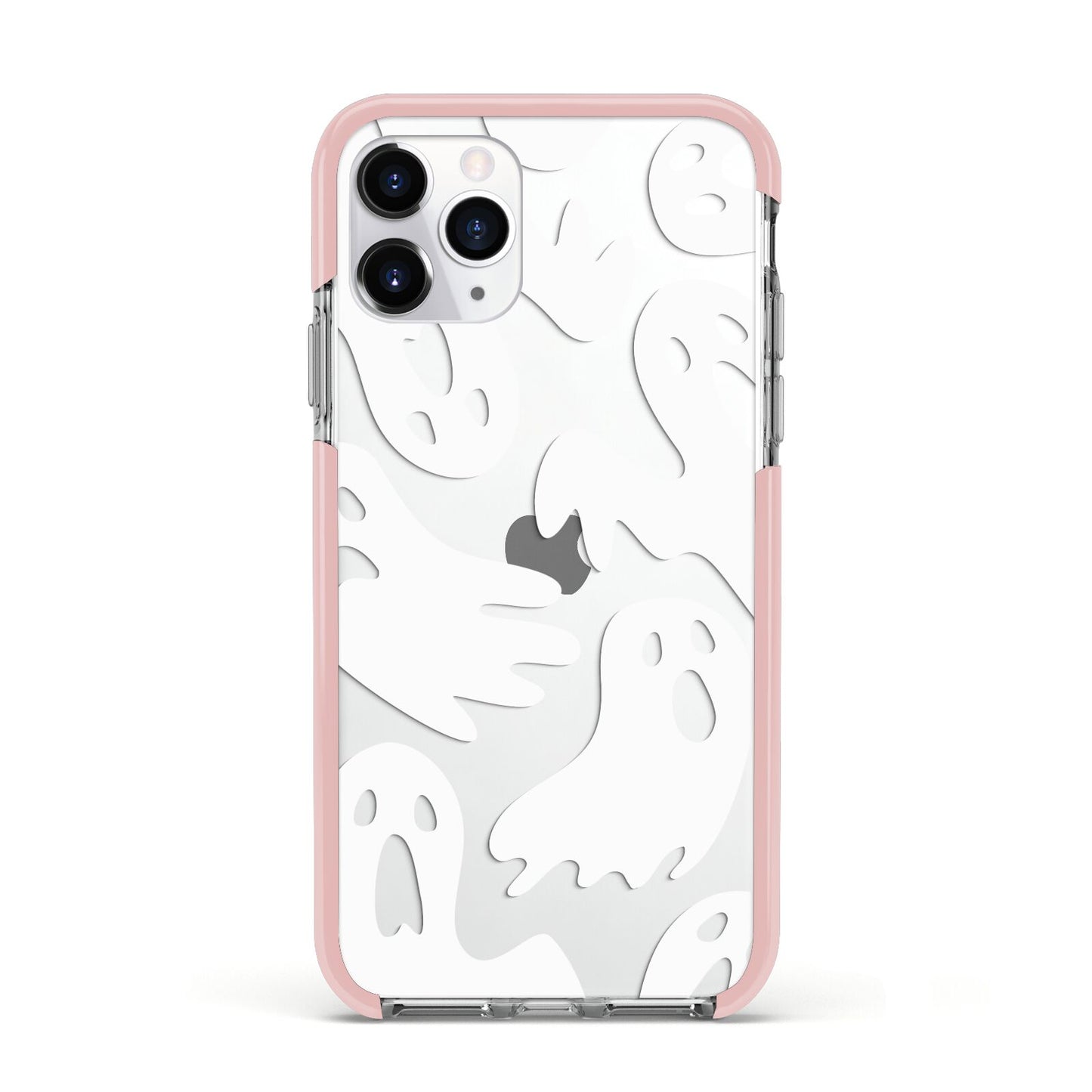 Ghosts with Transparent Background Apple iPhone 11 Pro in Silver with Pink Impact Case