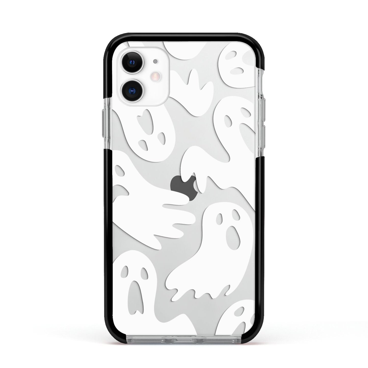 Ghosts with Transparent Background Apple iPhone 11 in White with Black Impact Case