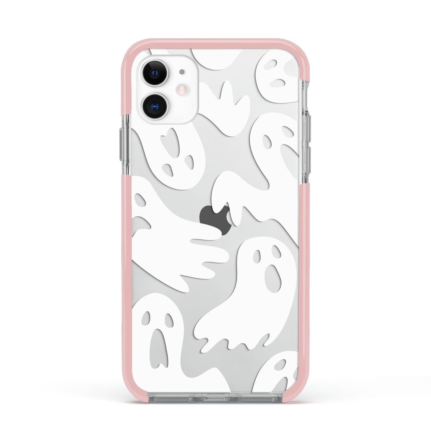 Ghosts with Transparent Background Apple iPhone 11 in White with Pink Impact Case