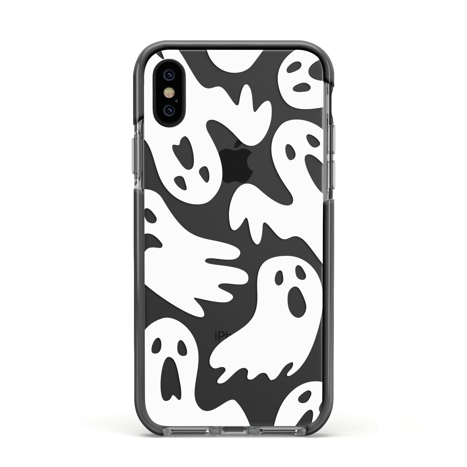 Ghosts with Transparent Background Apple iPhone Xs Impact Case Black Edge on Black Phone