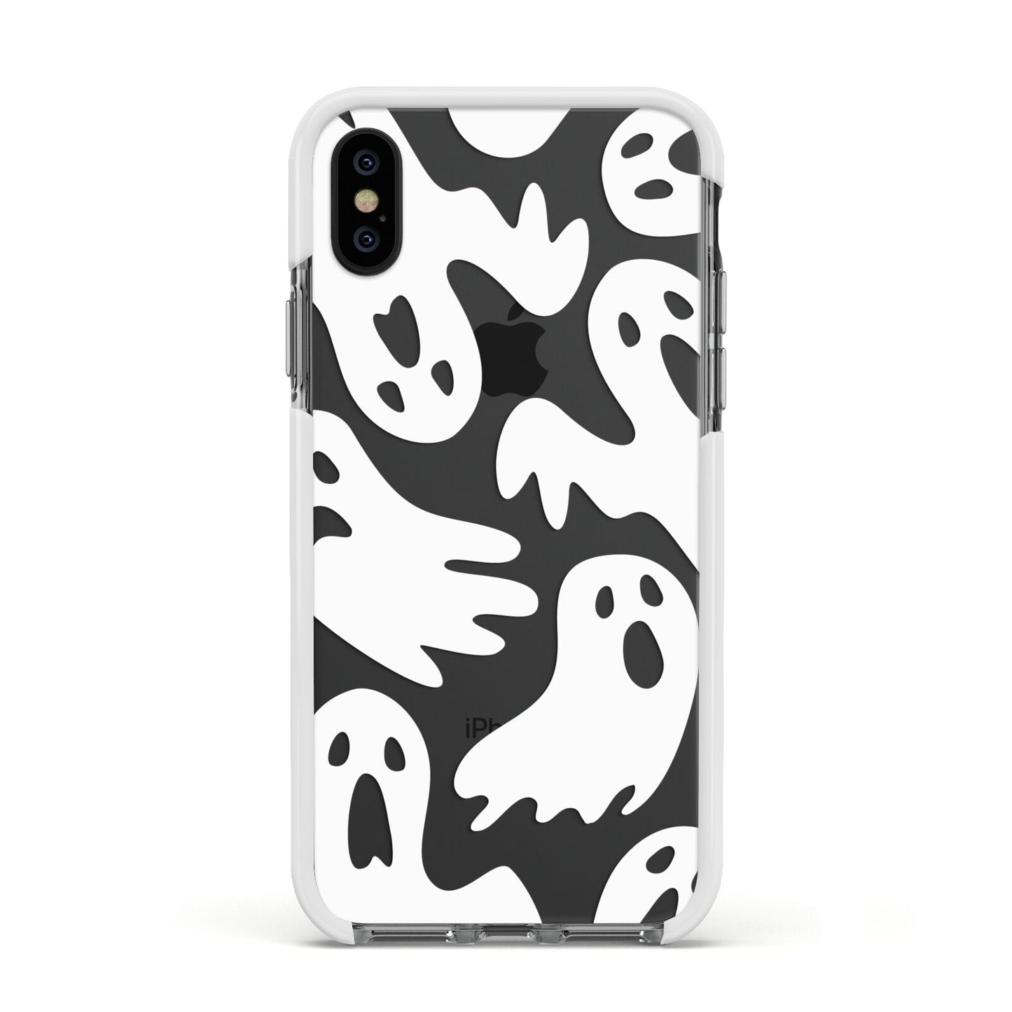 Ghosts with Transparent Background Apple iPhone Xs Impact Case White Edge on Black Phone