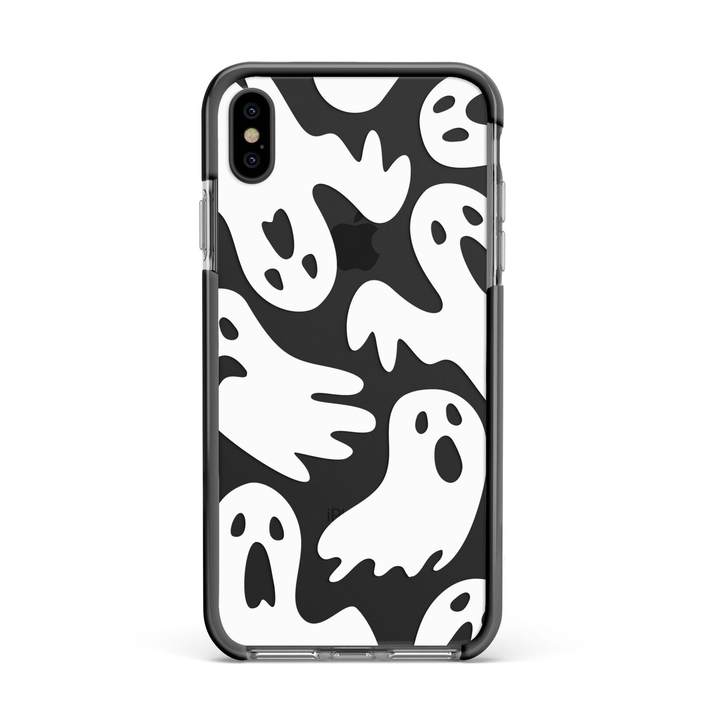 Ghosts with Transparent Background Apple iPhone Xs Max Impact Case Black Edge on Black Phone