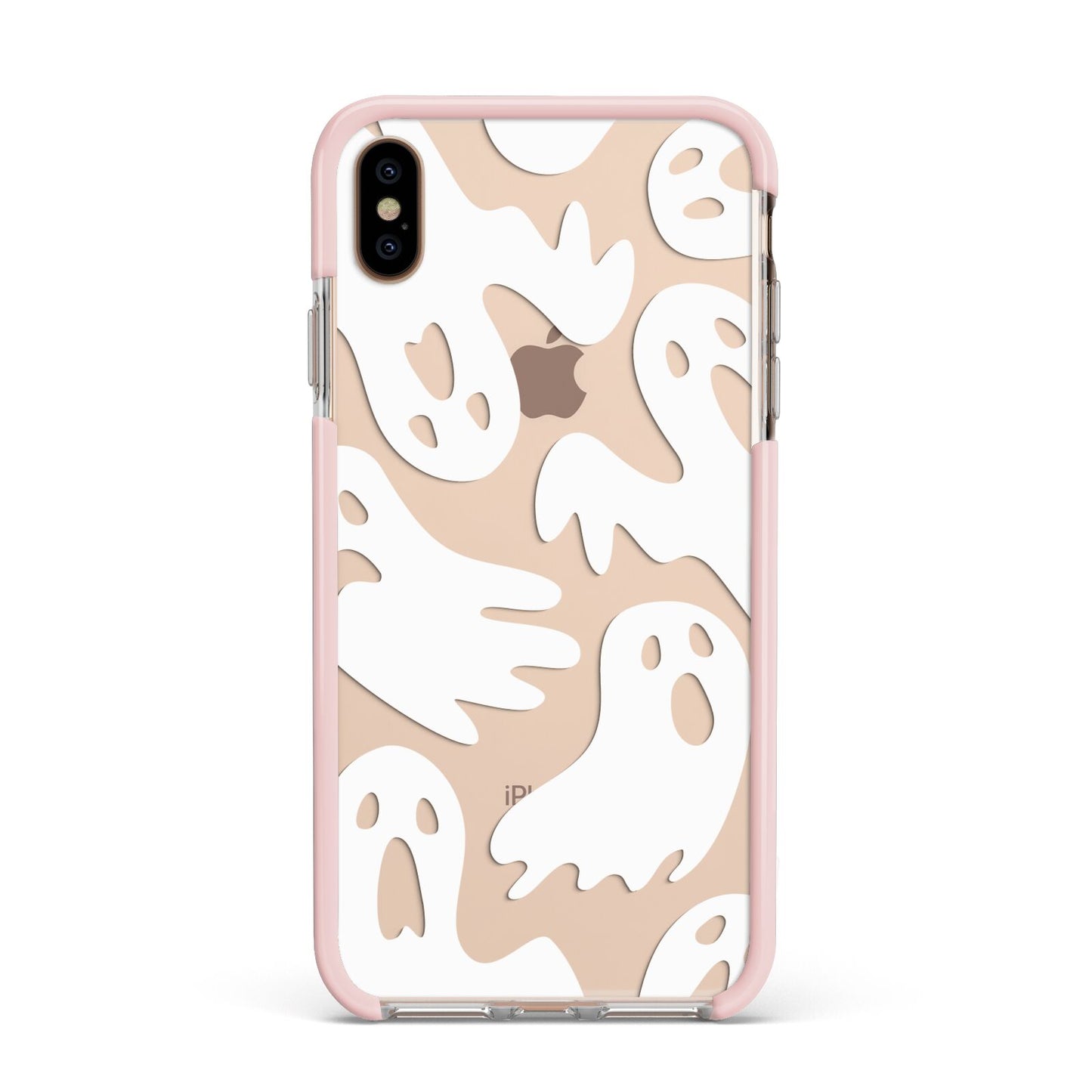 Ghosts with Transparent Background Apple iPhone Xs Max Impact Case Pink Edge on Gold Phone