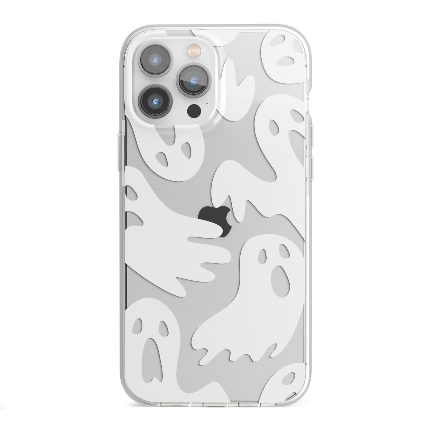 Ghosts with Transparent Background iPhone 13 Pro Max TPU Impact Case with White Edges