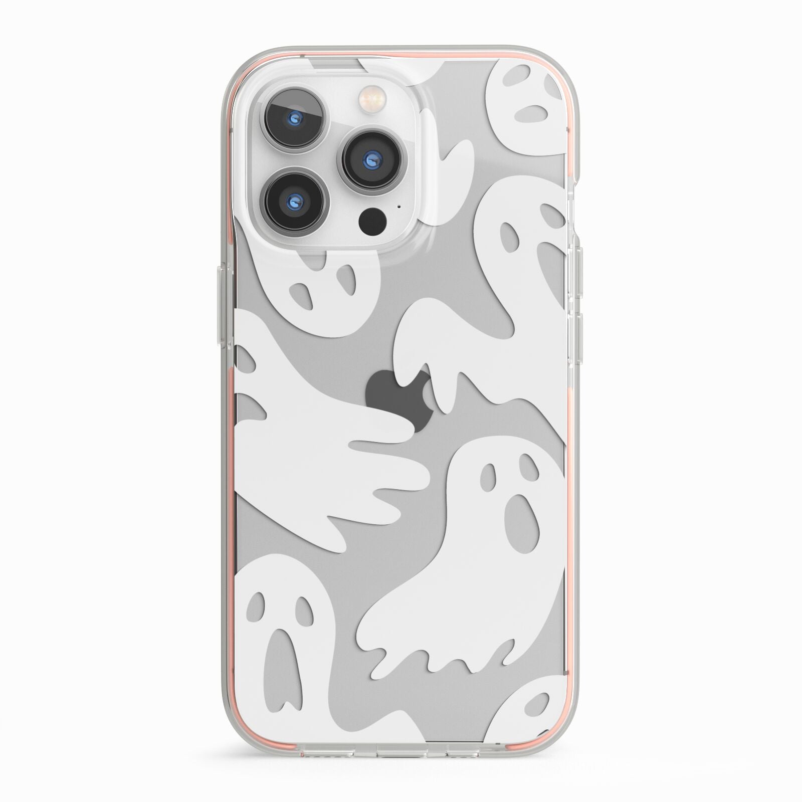 Ghosts with Transparent Background iPhone 13 Pro TPU Impact Case with Pink Edges