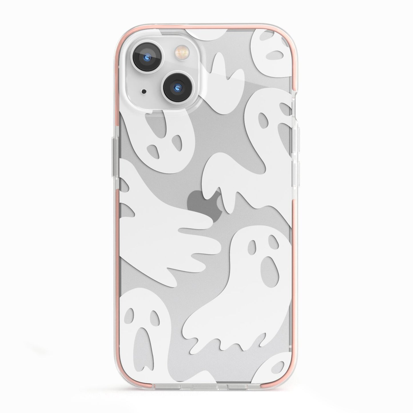 Ghosts with Transparent Background iPhone 13 TPU Impact Case with Pink Edges