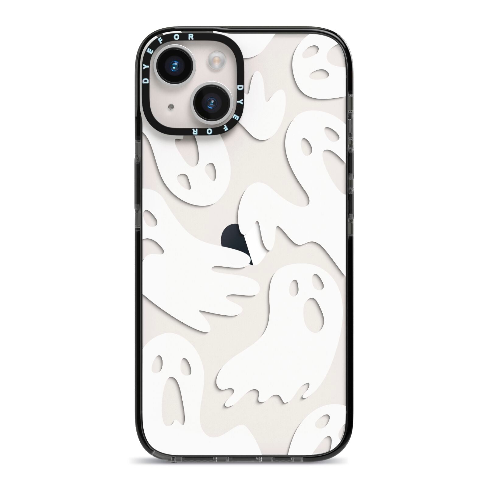 Ghosts with Transparent Background iPhone 14 Black Impact Case on Silver phone