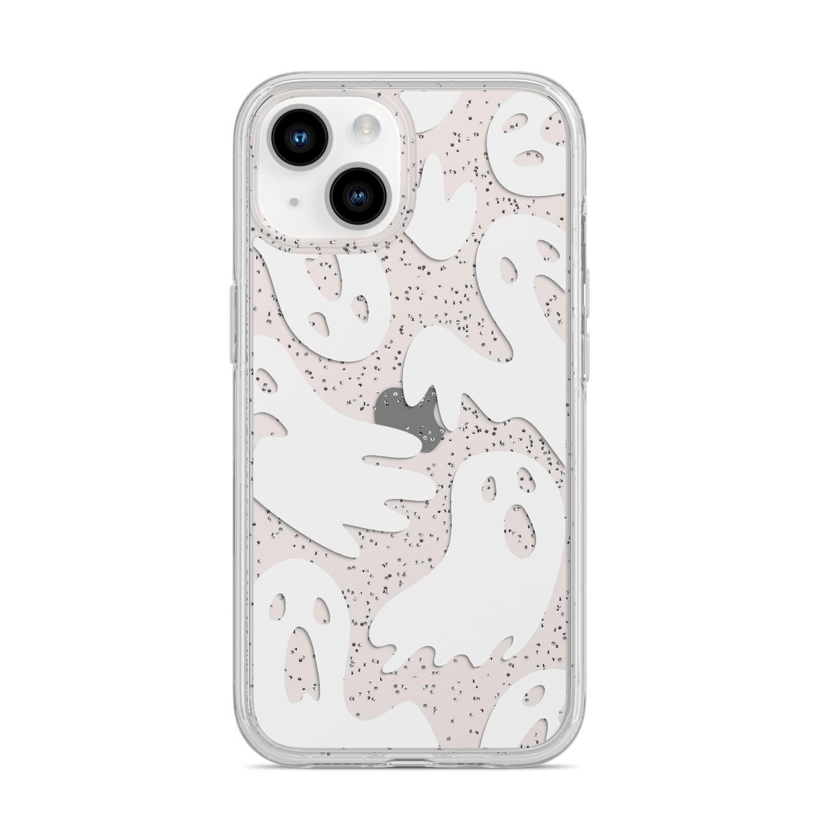 Ghosts with Transparent Background iPhone 14 Glitter Tough Case Starlight