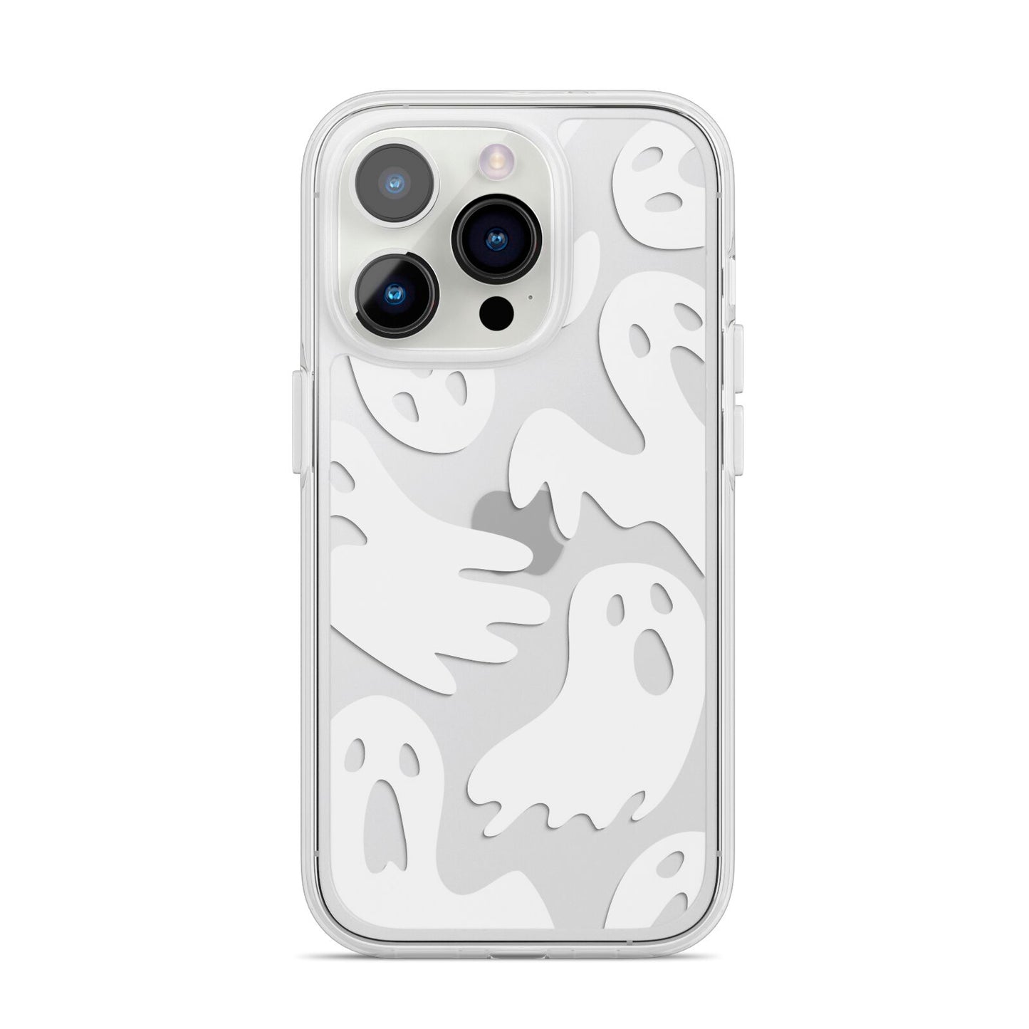 Ghosts with Transparent Background iPhone 14 Pro Clear Tough Case Silver