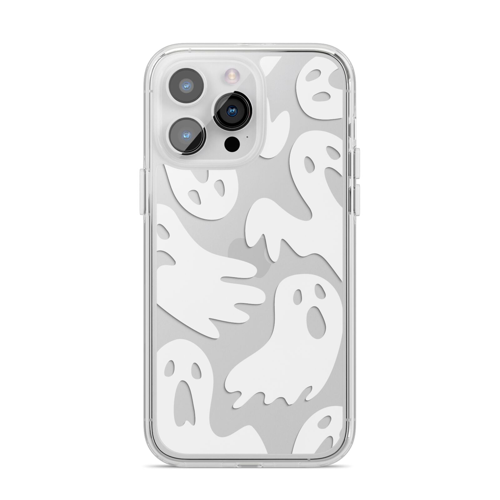 Ghosts with Transparent Background iPhone 14 Pro Max Clear Tough Case Silver